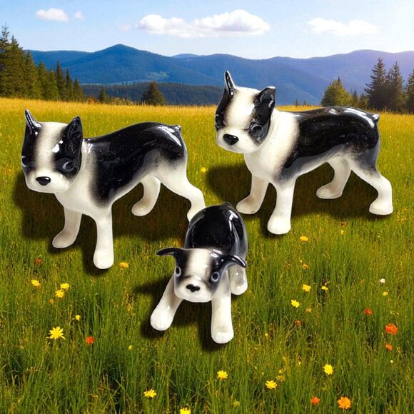 Hagen-Reneker Other - Hagen-Renaker Boston Terrier Dog Figurines Family Set of 3 Vintage Miniatures